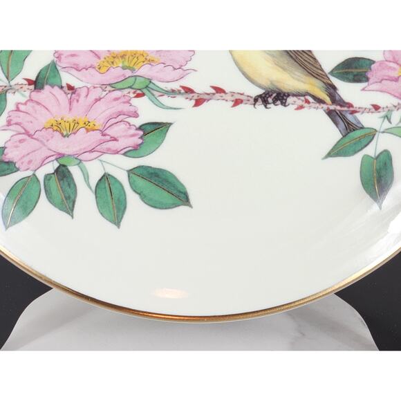 Satsuma White Eyed Warbler Plate Wall Decor 7 1/2" The Flowering Of Spring Japan - Picture 9 of 14
